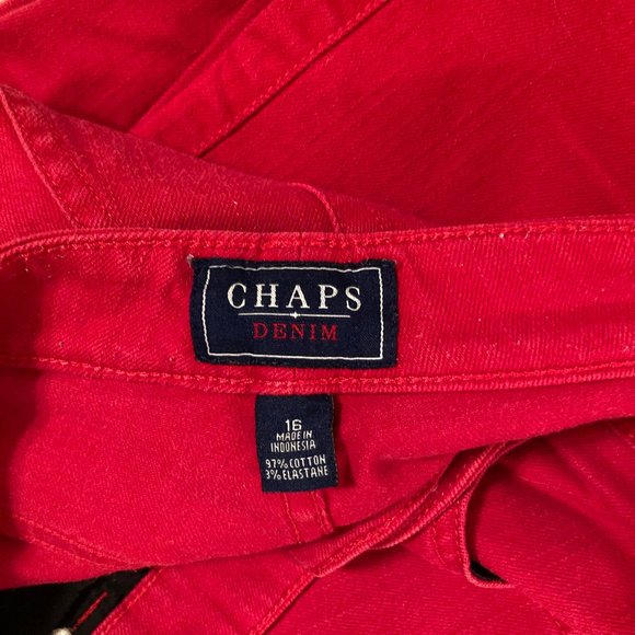 Chaps Daniella Curvy Fit Red Denim Jeans Size 16 - Picture 9 of 13